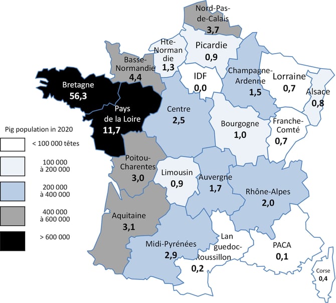 Distribution de la population porcine française